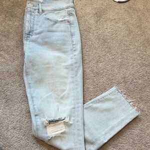 LOFT Light Blue Cropped Distressed Jeans